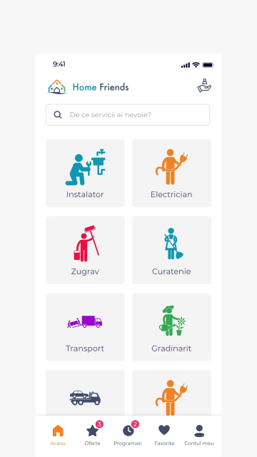 Home Friends - Aplicatie Mobile Android si iOS pentru clienti si prestatori de servicii